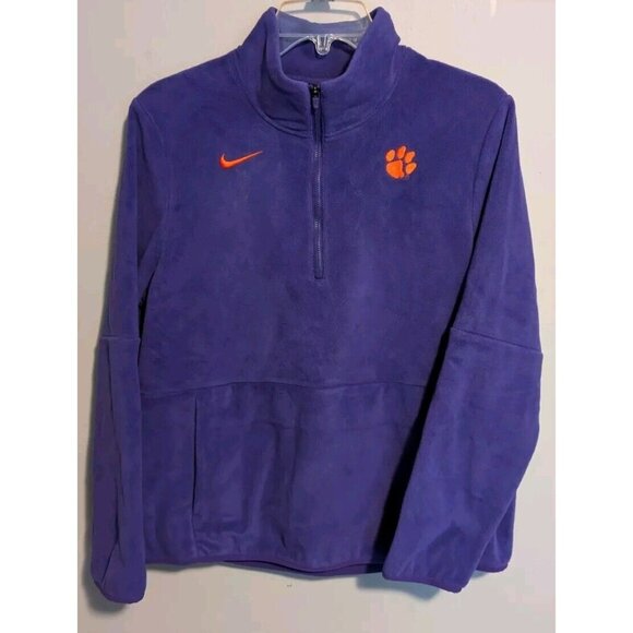 Nike Fleece Clemson Tigers Womens Medium Purple 1/4 Zip Long Sleeve Pullover NWT - Picture 2 of 5